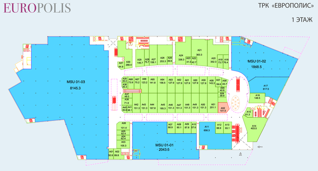 ТРК «Европолис», 1 этаж